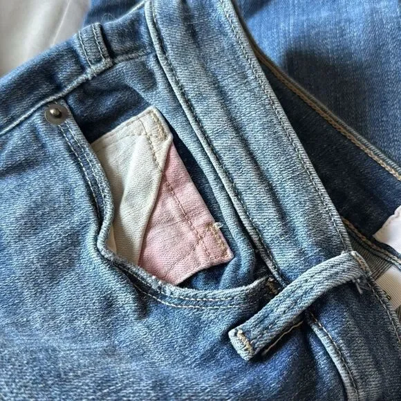 Frame Le Skinny de Jeanne Jeans Size 28 Medium‎ Wash Patchwork Pocket - Picture 6 of 7
